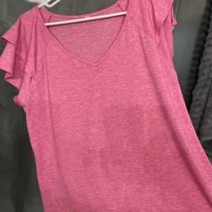 Pink flutter sleeve top